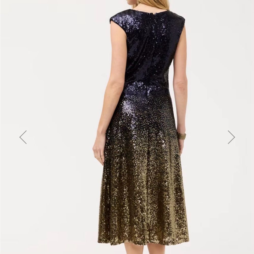 Johnny Was Selya Navy and Gold Sequin Midi Dress - Picture 4 of 9